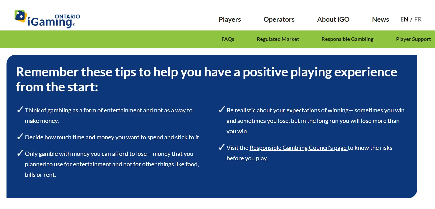 iGaming Ontario iGaming Ontario RG