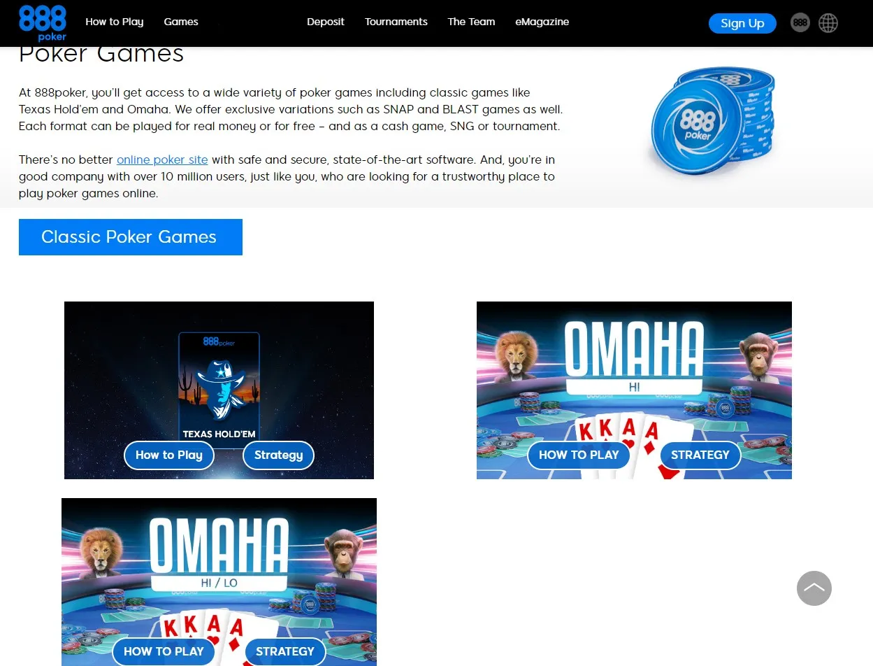 888 Ontario Poker interface