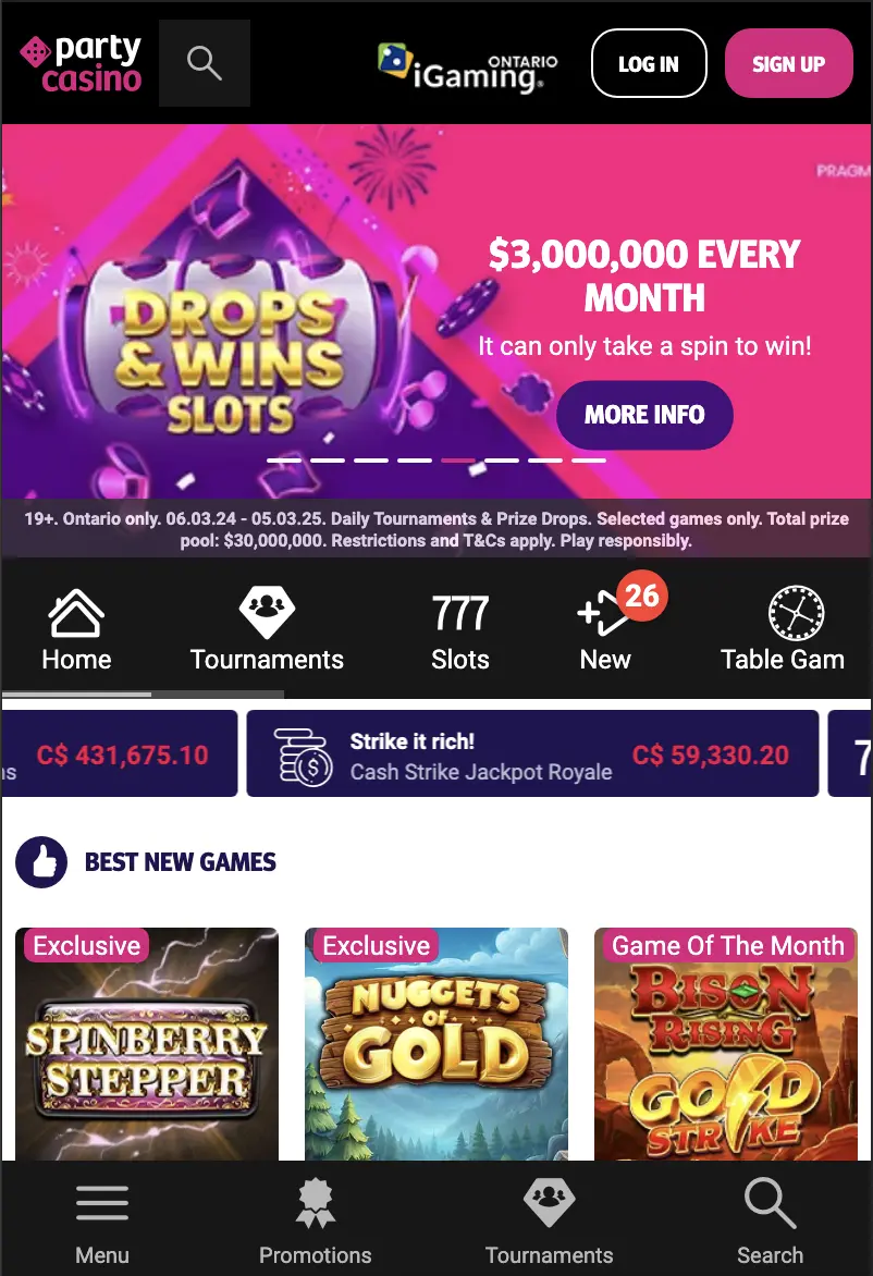 Party Casino Ontario Mobile